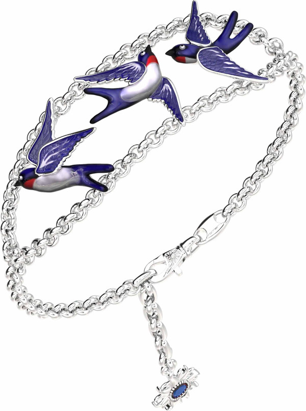 Браслет из белого золота 585 пробы c эмалью и сапфиром