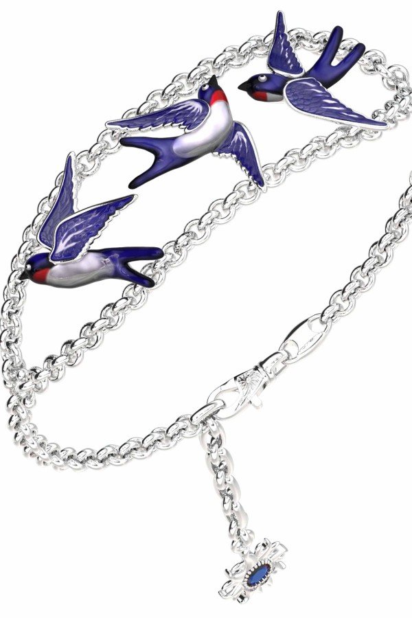 Браслет из белого золота c эмалью и сапфиром