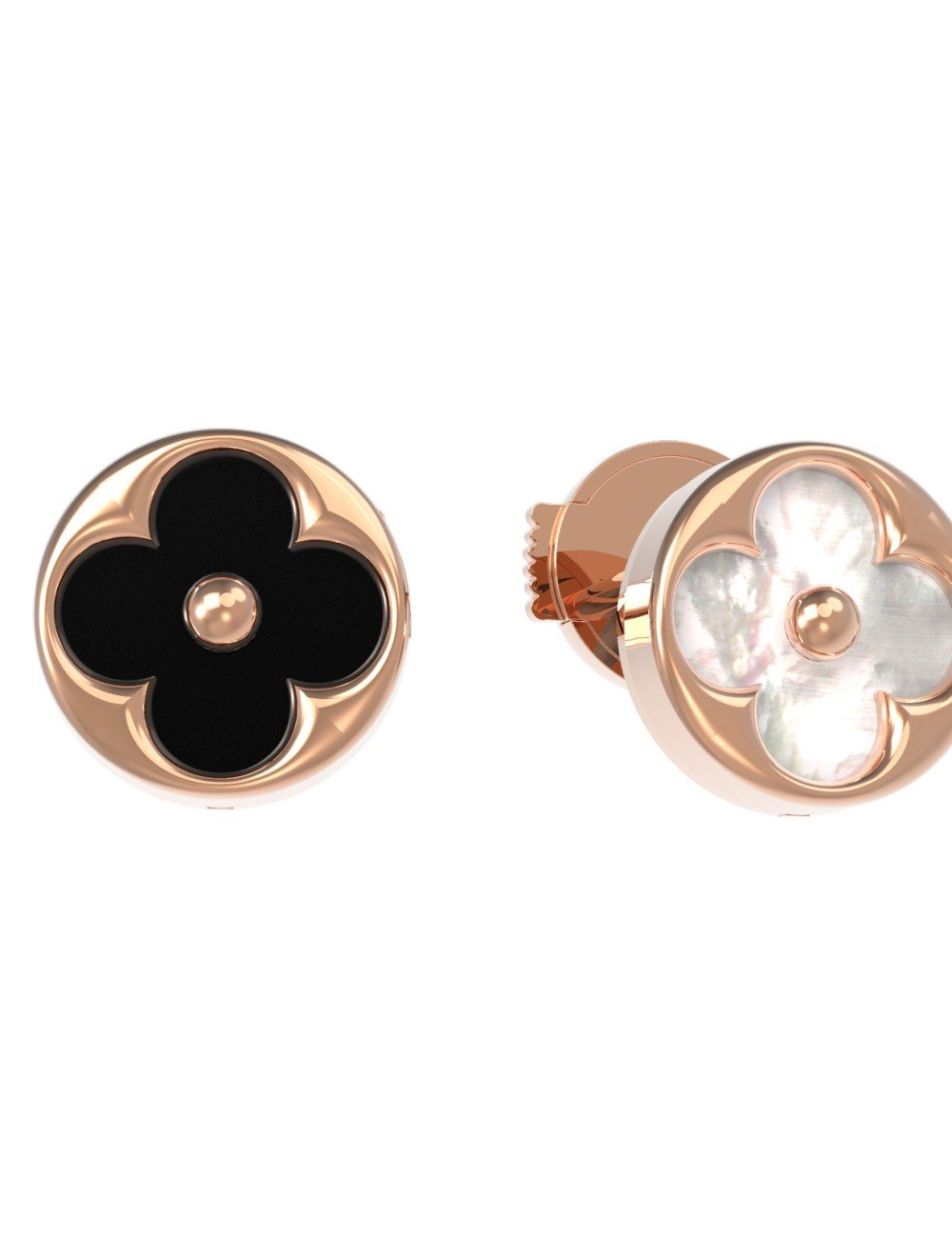 Серьги из золота c ониксом и перламутром