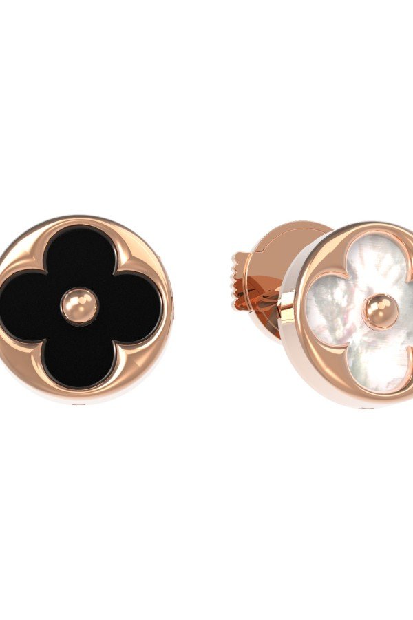 Серьги из золота c ониксом и перламутром