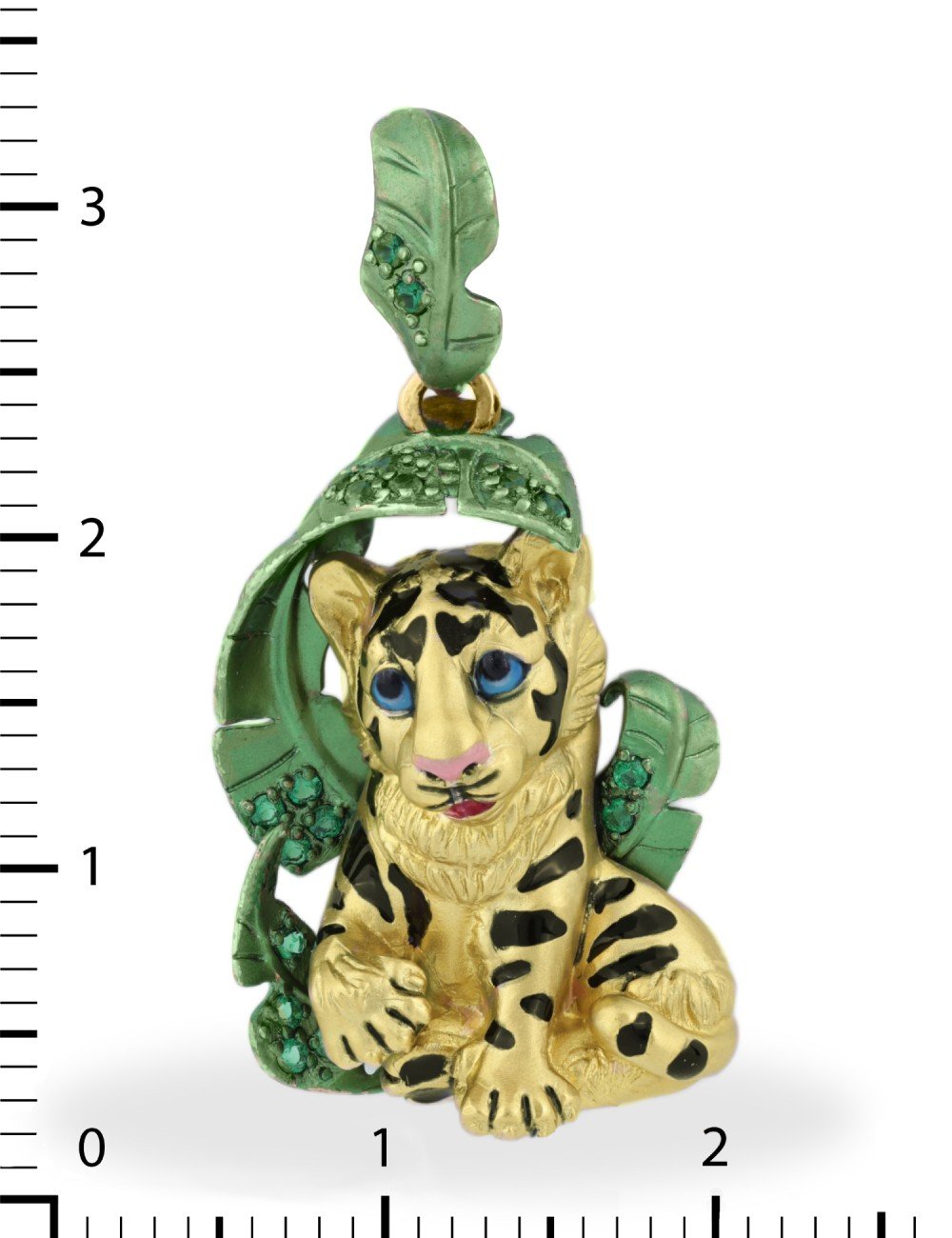 Подвеска из лимонного золота c эмалью и изумрудом