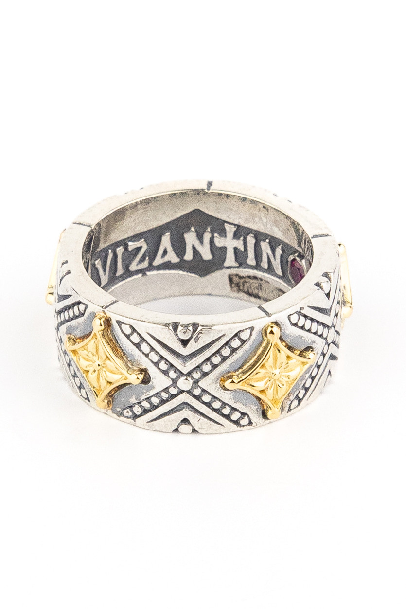 Подвеска из серебра 925 пробы и золота 750 пробы c рубином