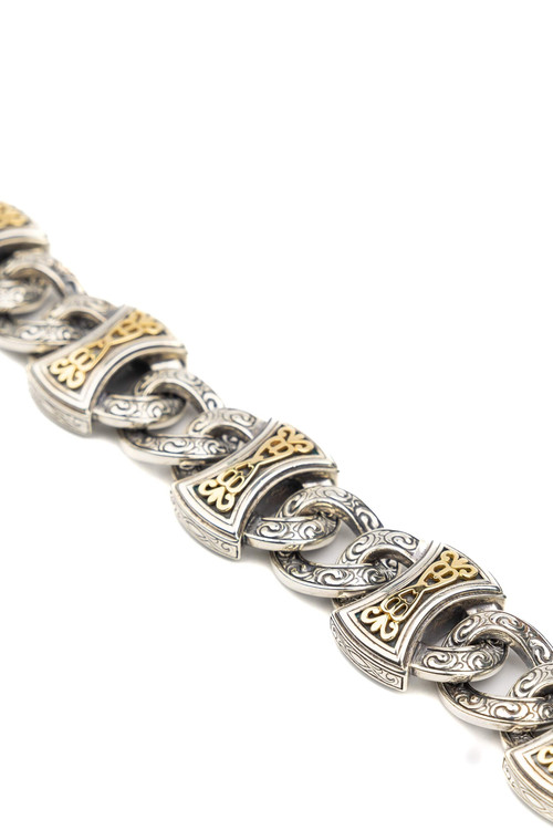 Браслет из серебра 925 пробы и золота 750 пробы c рубином