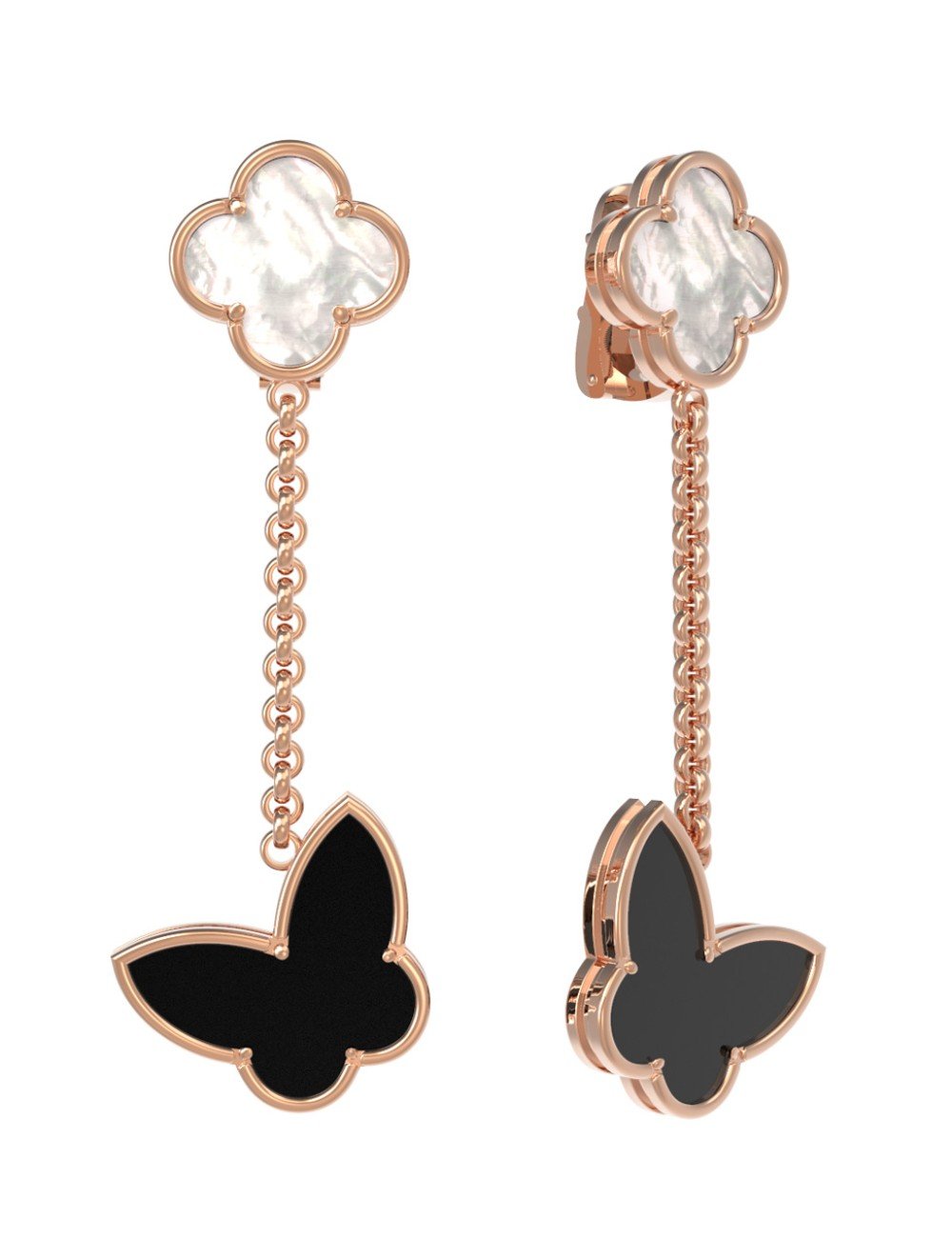 Серьги из золота c ониксом и перламутром