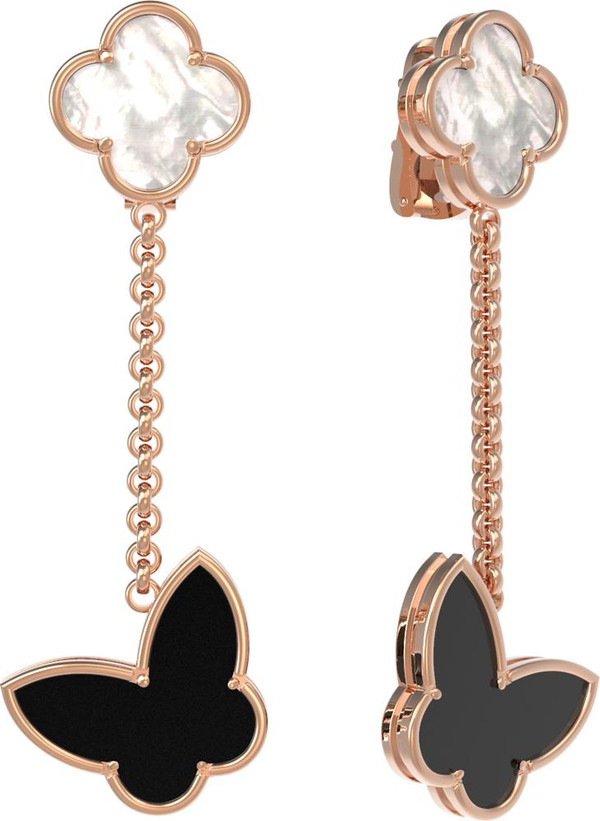 Серьги из красного золота 585 пробы c ониксом и перламутром