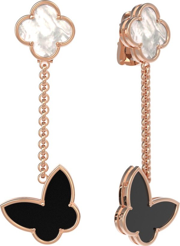 Серьги из золота c ониксом и перламутром