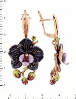 Серьги из золота 585 пробы c эмалью