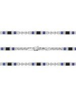 Цепь из белого золота c ониксом и лазуритом