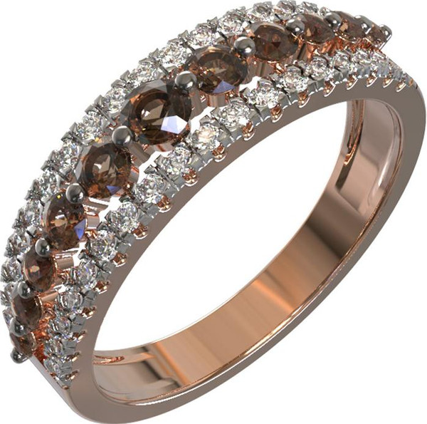 Кольцо из красного золота 585 пробы c бриллиантами