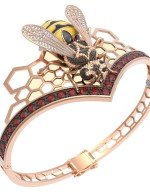 Браслет из золота c эмалью, фианитом, гранатом и эмалью