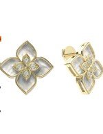 Серьги из лимонного золота c бриллиантами и перламутром