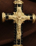 Крест из лимонного золота c ониксом