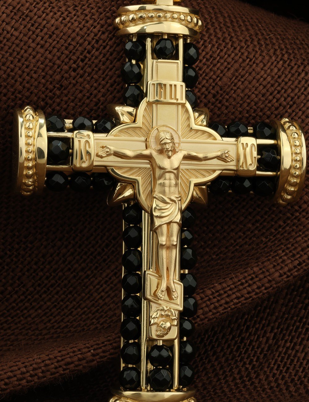 Крест из лимонного золота c ониксом