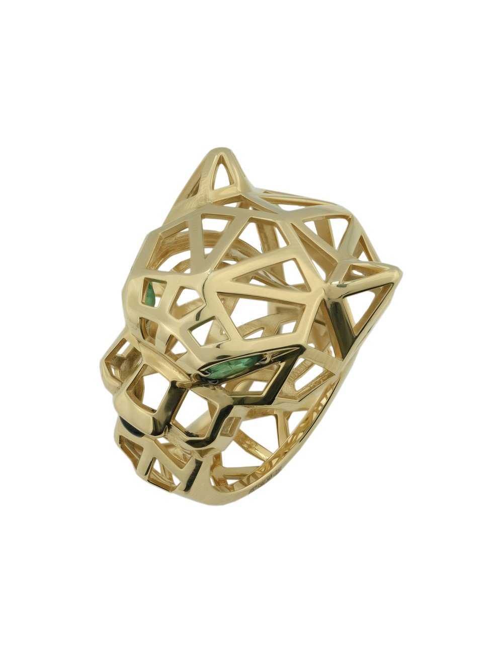 Кольцо из лимонного золота c изумрудом и ониксом
