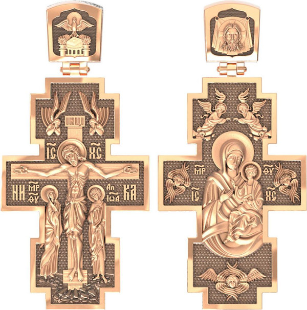 Крест из красного золота 585 пробы