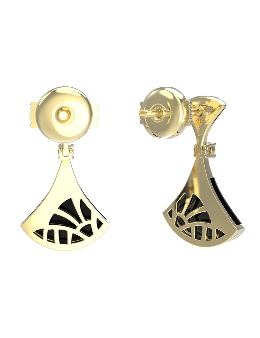 Серьги из лимонного золота c бриллиантами и ониксом