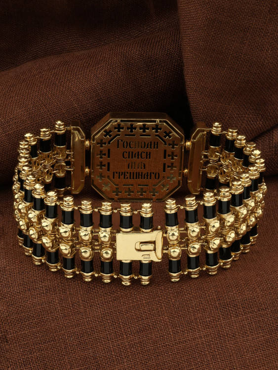 Браслет из лимонного золота 585 пробы c эмалью и ониксом