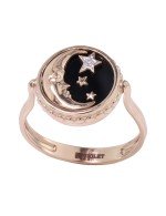 Кольцо из золота c бриллиантами, ониксом и перламутром