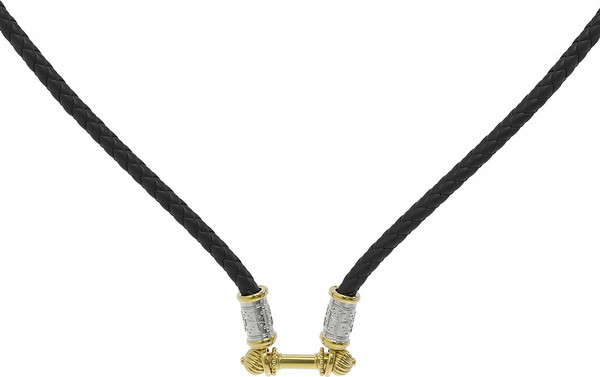 Цепь-шнурок кожа из лимонного золота 585 пробы c кожаным шнурком