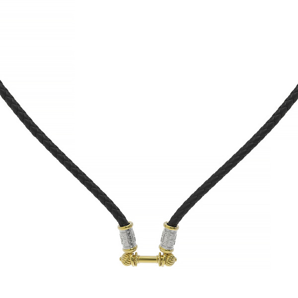 Цепь-шнурок кожа из лимонного золота 585 пробы c кожаным шнурком