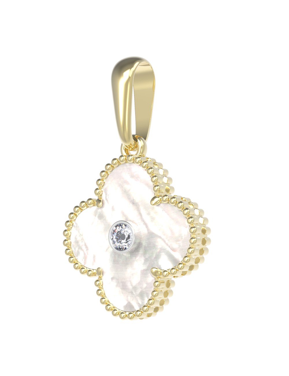 Подвеска из лимонного золота c бриллиантами и перламутром
