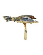 Кольцо из лимонного золота c эмалью и фианитом