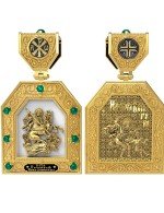 Образок из лимонного золота c эмалью и хризопразом