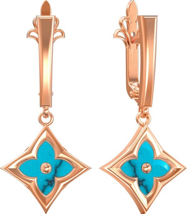 Серьги из золота c бирюзой