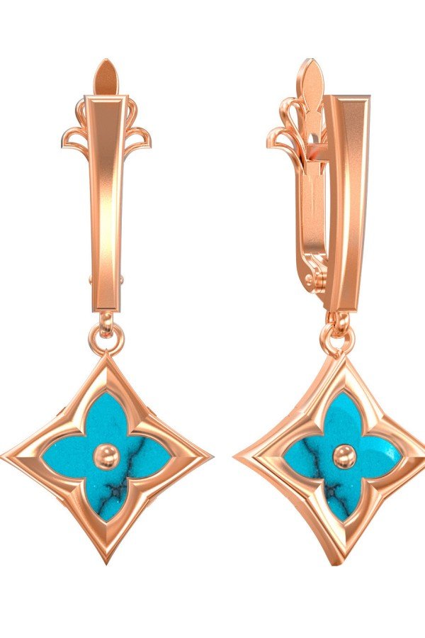 Серьги из золота c бирюзой