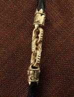 Гайтан из лимонного золота c кожаным шнурком