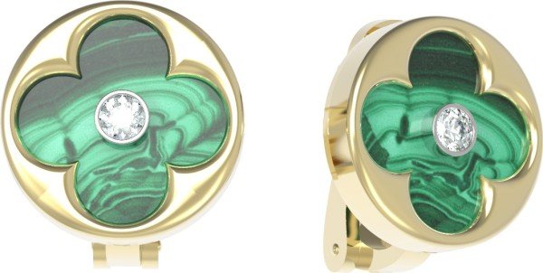 Серьги из лимонного золота c бриллиантами и малахитом