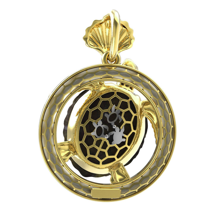 Подвеска из лимонного золота 585 пробы c эмалью и железным деревом