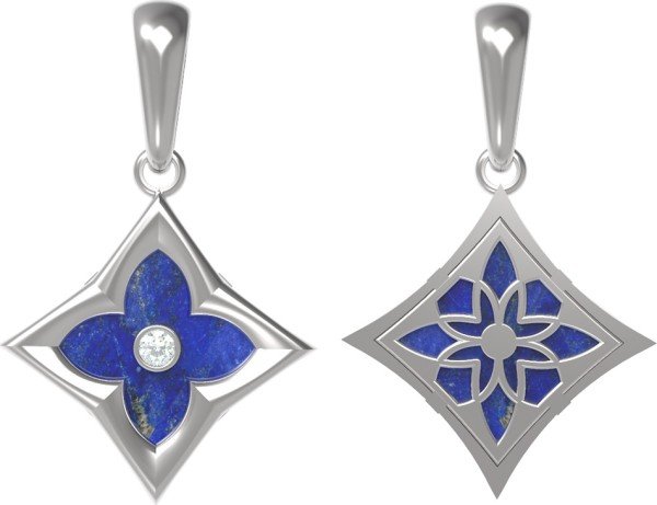 Подвеска из белого золота c бриллиантами и лазуритом