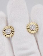 Серьги из лимонного золота 585 пробы c бриллиантами
