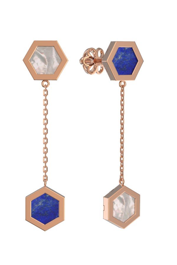 Серьги из золота c лазуритом и перламутром