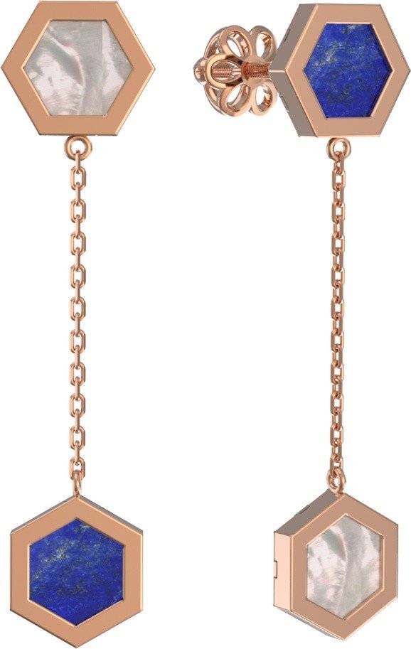 Серьги из золота c лазуритом и перламутром