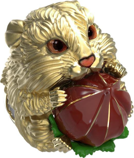 Кольцо из лимонного золота 585 пробы c эмалью