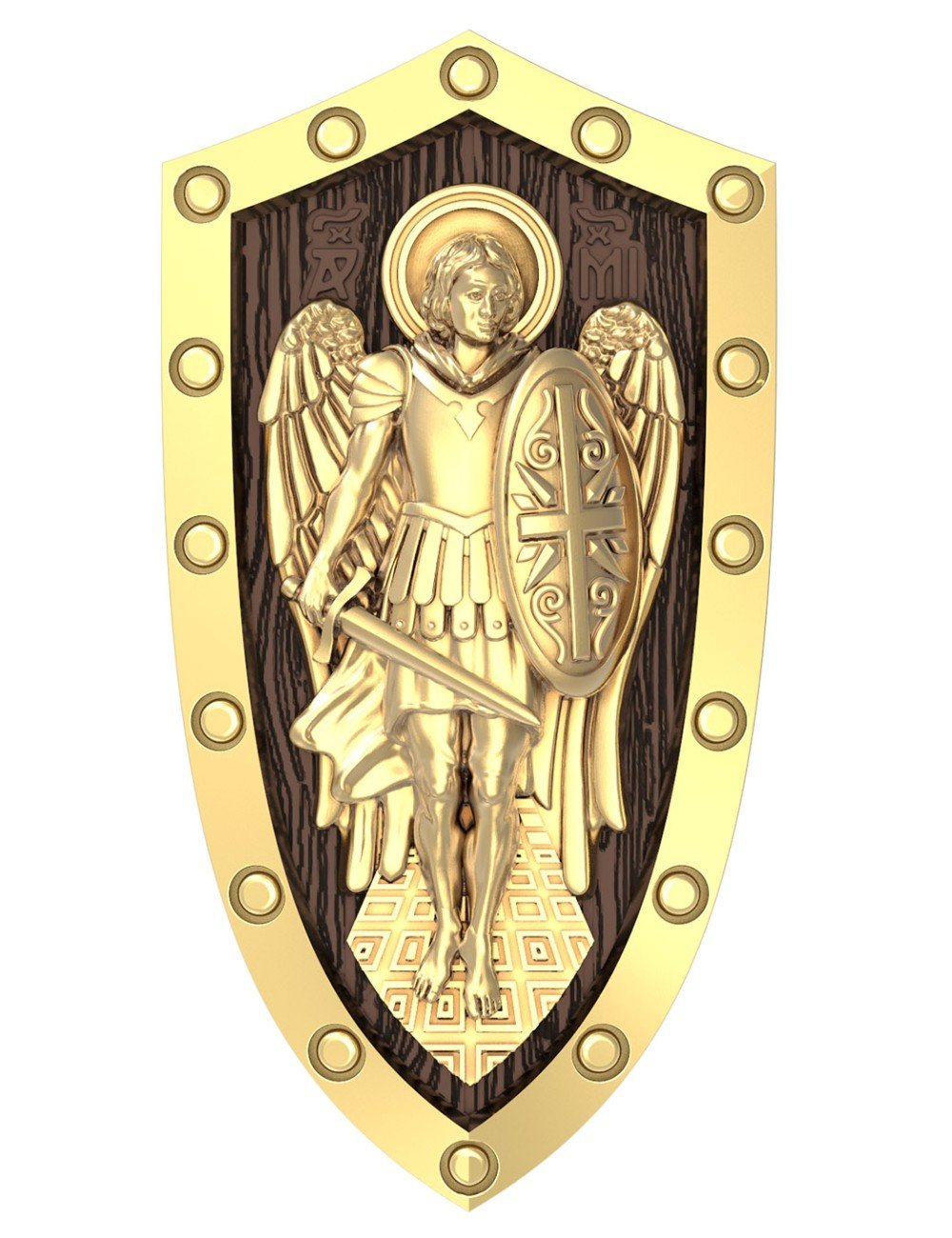 Образок из лимонного золота c эбеновым деревом