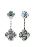 Серьги из белого золота c эмалью и перламутром