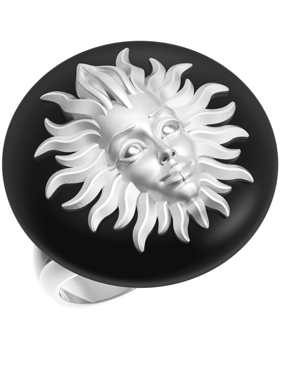 Кольцо из белого золота c ониксом