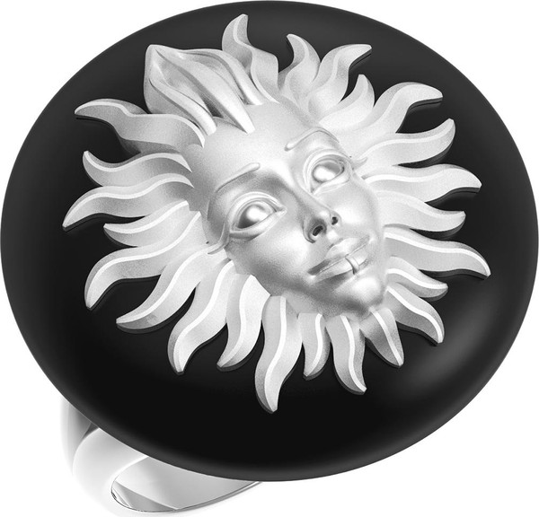 Кольцо из белого золота 585 пробы c ониксом