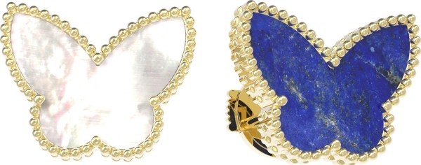 Серьги из лимонного золота c лазуритом и перламутром