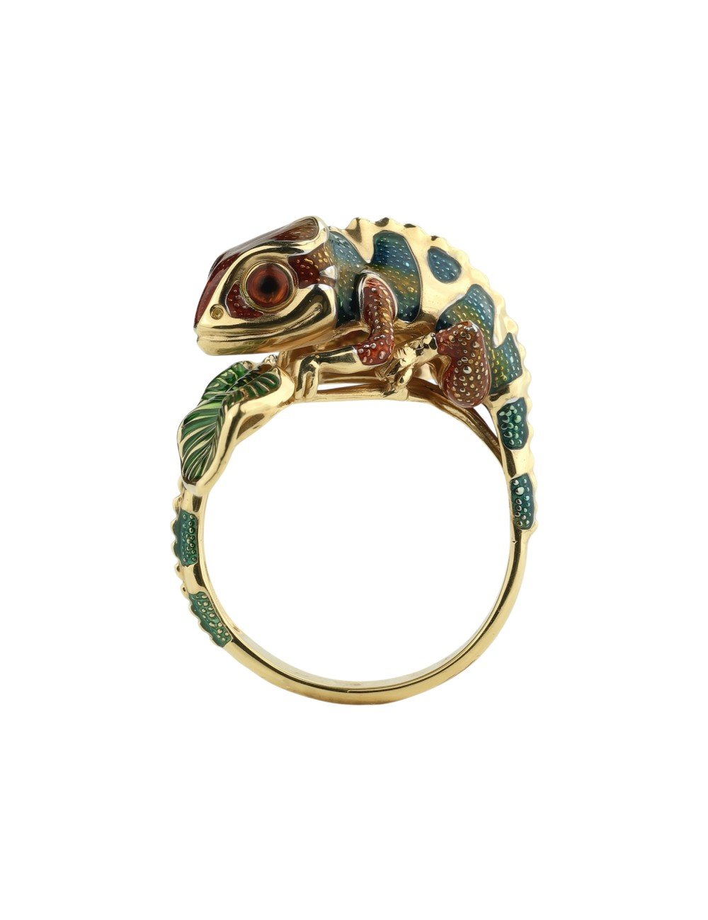 Кольцо из лимонного золота c эмалью