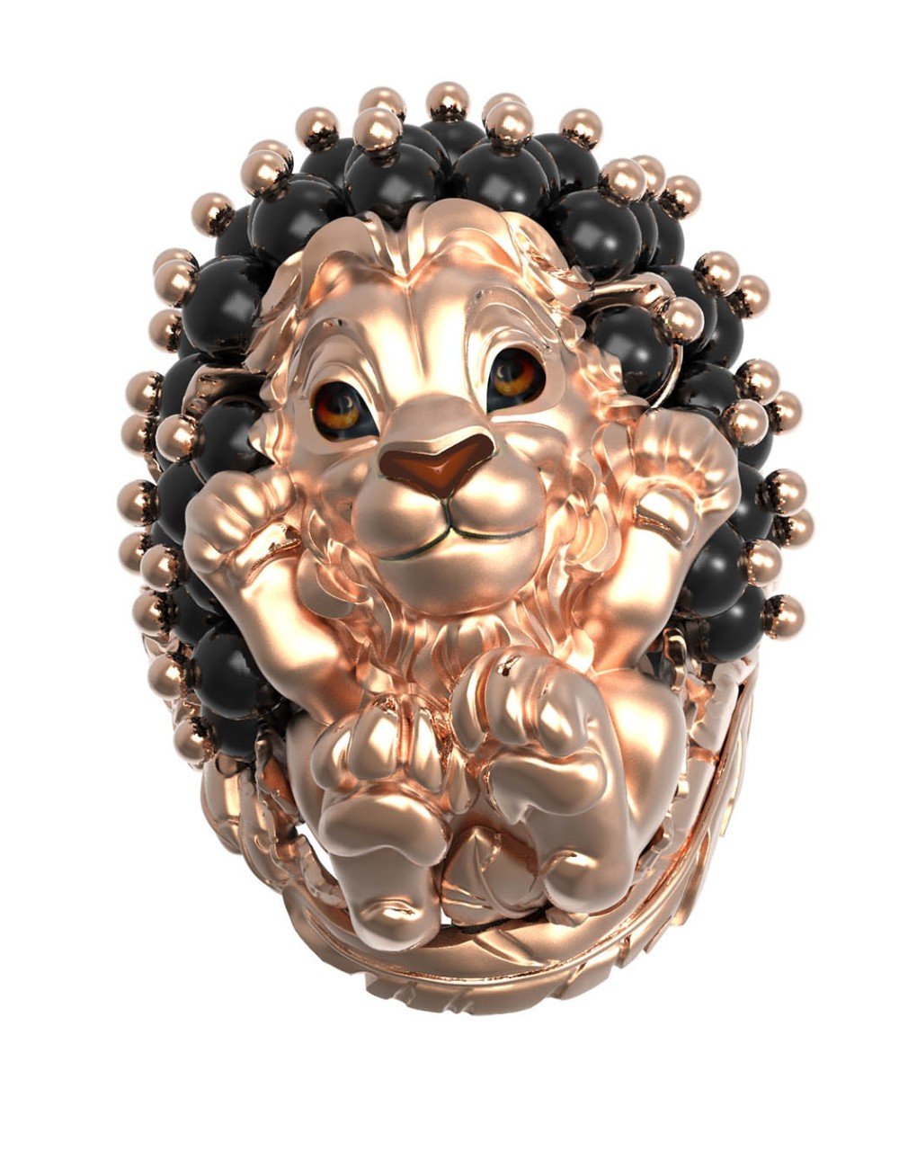 Кольцо из золота c эмалью и ониксом