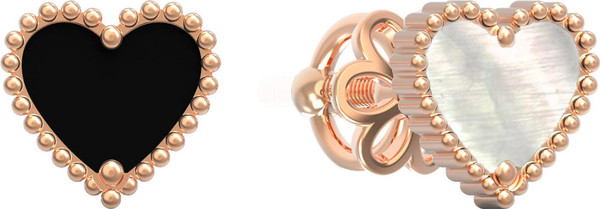 Серьги из красного золота 585 пробы c ониксом и перламутром