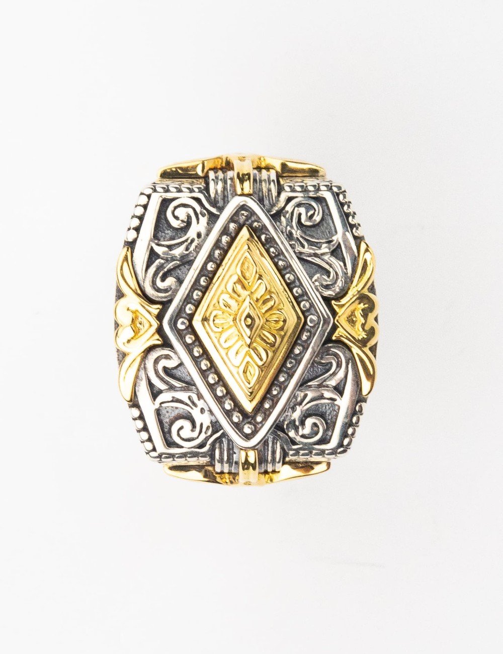 Кольцо из серебра и золота c рубином