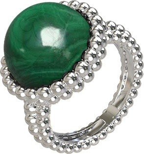 Кольцо из белого золота c малахитом