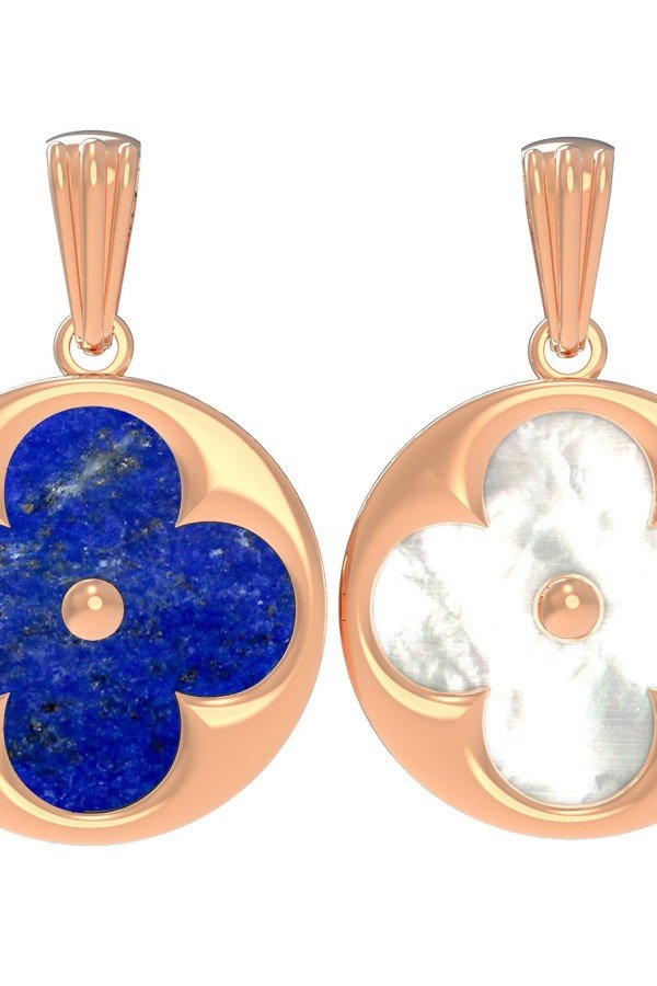 Подвеска из золота c лазуритом и перламутром