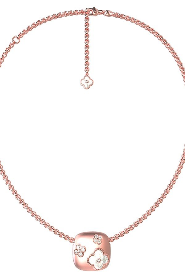 Колье из розового золота c бриллиантами и перламутром