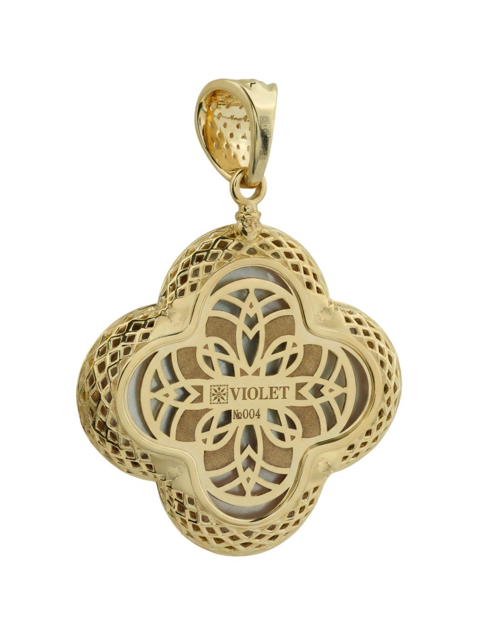 Подвеска из лимонного золота c эмалью и перламутром